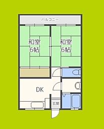 上田マンション 2DKの間取図画像