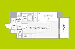 ArtizA瓦屋町II 1LDKの間取図画像