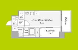 ArtizA瓦屋町II 1LDKの間取図画像