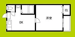 ルミエール九条 ワンルームの間取図画像