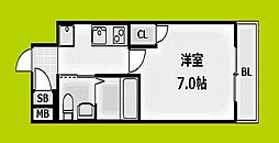 クリスタルショウワ 1Kの間取図画像