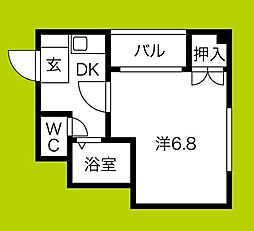 ル・シエル淡路 1Kの間取図画像