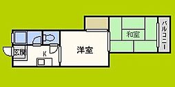 喜連マンション 2Kの間取図画像
