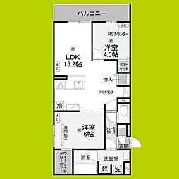 (仮称)D-ROOM平野区平野西2丁目PJ 2LDKの間取図画像