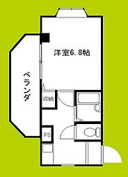 ハイムディローゼ2 1Kの間取図画像