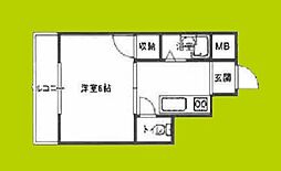 中善大正ハイツ 1Kの間取図画像