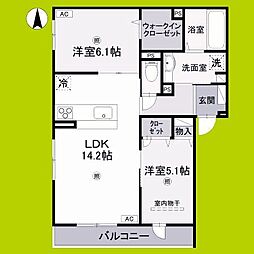D-ROOM速見町 2LDKの間取図画像