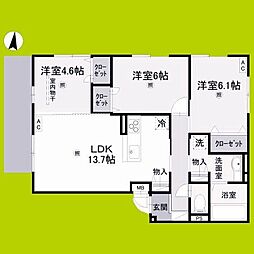 トリシアサウステラス 3LDKの間取図画像