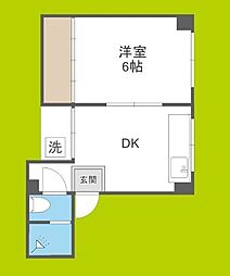 ハッピーハイツ 1DKの間取図画像