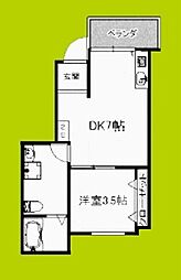 セントラルタマデ88 1DKの間取図画像