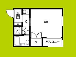 パレ・ドゥ・ナカミヤ 1Kの間取図画像