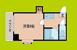 ゴッドフィールド今里 1Kの間取図画像