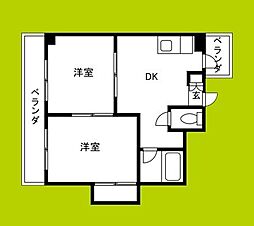 東洋プラザ野江内代 2DKの間取図画像