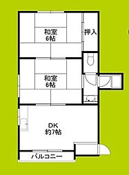 小川ハイツ 2DKの間取図画像