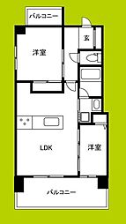 アーバネックス南堀江II 2LDKの間取図画像
