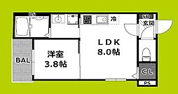 サフィールロジェ大阪城公園 1LDKの間取図画像