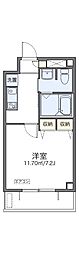 レオパレス香行苑1号 1Kの間取図画像