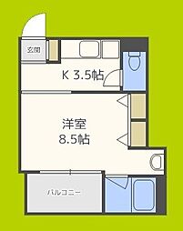 メゾン・リビエール 1Kの間取図画像