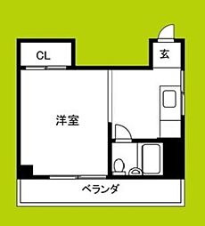 クリスタル高倉 1Kの間取図画像