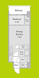 セレニテ谷町六丁目アリエ 1DKの間取図画像