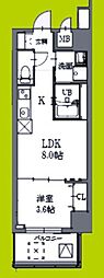 ArtizA阿波座 1LDKの間取図画像