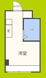 昭和グランドハイツ同心 ワンルームの間取図画像