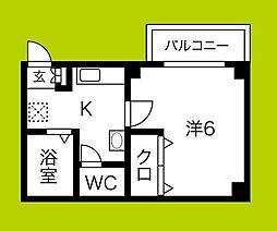 シングルウエスト 1Kの間取図画像