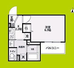 リネージュ・プレーヌ 1Kの間取図画像