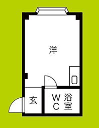 浜口エコーハイツ ワンルームの間取図画像
