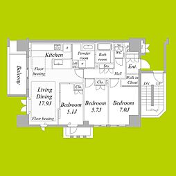 ブランシエスタ上本町 3LDKの間取図画像