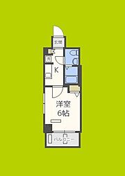 EXE天王寺2 1Kの間取図画像