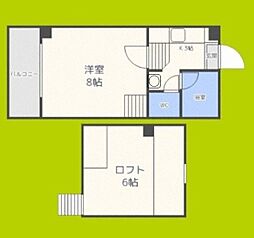 カーサ東住吉 1Kの間取図画像