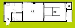 RIZE・ONEジョウトウセキメ1 2DKの間取図画像