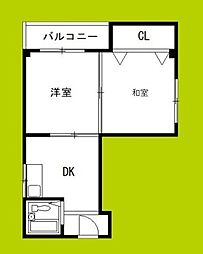 シャルム山坂 2DKの間取図画像