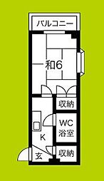 プレアール豊里2 1Kの間取図画像