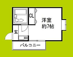ベルエアー3 ワンルームの間取図画像