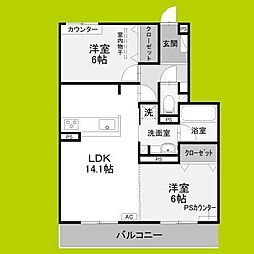 パークサイドファーム 2LDKの間取図画像