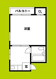 メモリアルタウンD棟 1DKの間取図画像