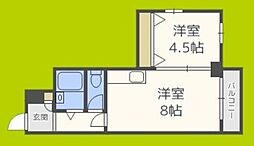 シティガーデン中寺 1DKの間取図画像