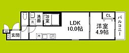 フジパレス杉本町サウス 1LDKの間取図画像