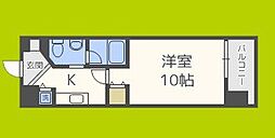 Aden江戸堀 1Kの間取図画像