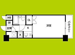 ハイツオークラ天神橋 1Kの間取図画像