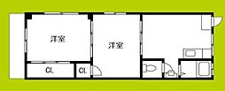 かねまつ上新庄マンション 2DKの間取図画像