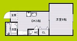 第3田辺マンション 1DKの間取図画像