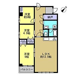五番街ビル財形第18中島五番街コーポ 3SLDKの間取図画像