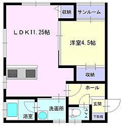 CasadelSolB 1LDKの間取図画像