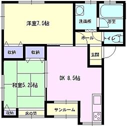 メゾンドONE 2DKの間取図画像