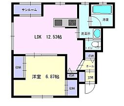 メルティ-テラスB 1LDKの間取図画像