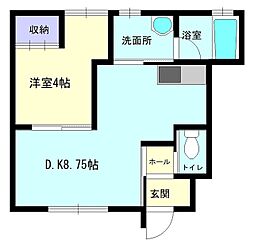 サニーサイドB 1DKの間取図画像
