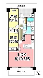 サンクレイドル五井弍番館 2LDKの間取図画像